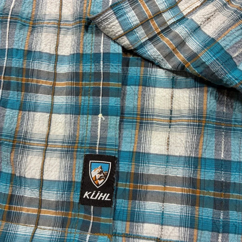 Kuhl Mens Hiking Button Down Shirt Size XXL Plaid Short Sleeve Blue - Picture 9 of 10